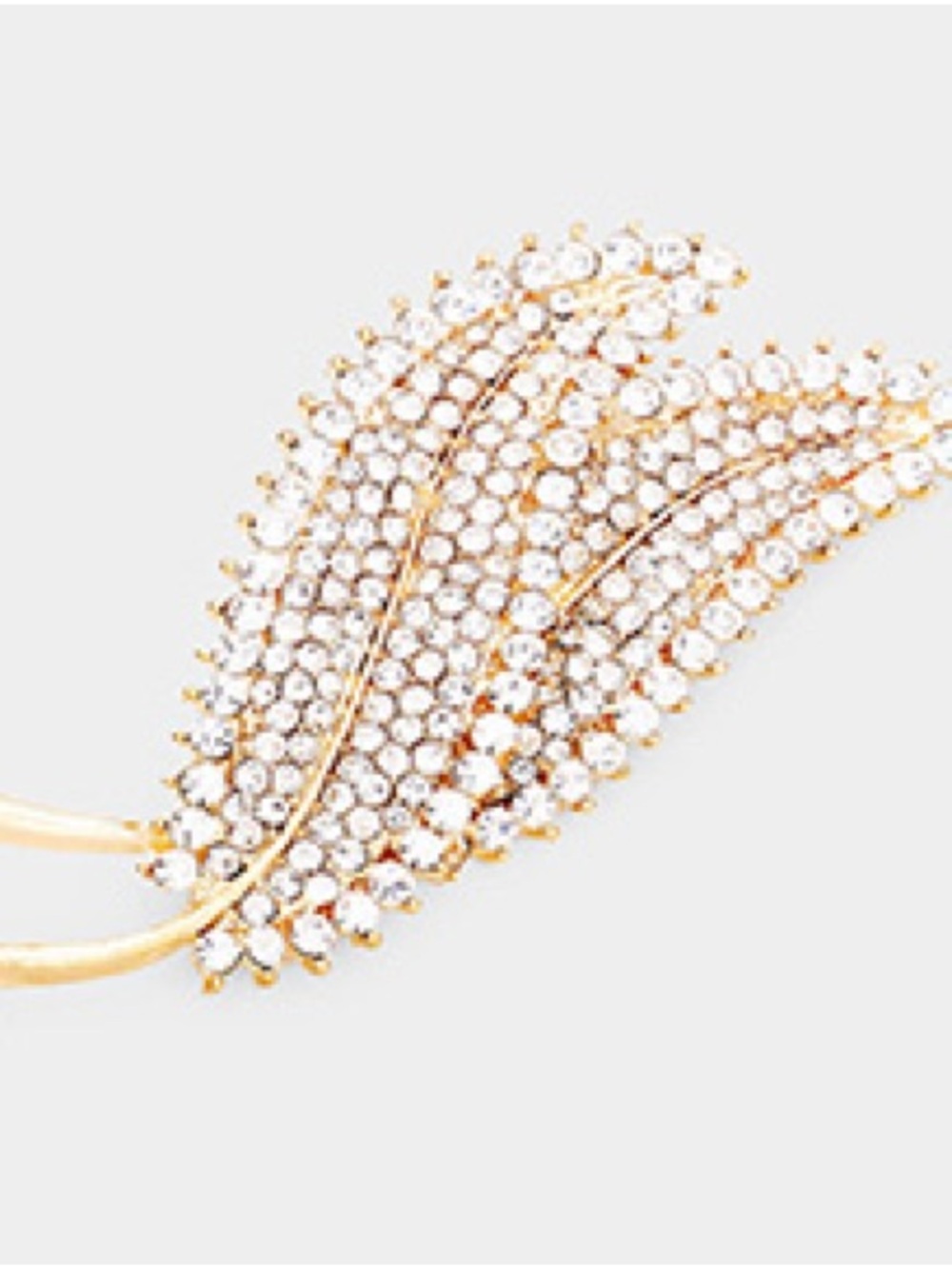 Gold-Tone Crystal Leaf Drop Earrings - Women Jewelry